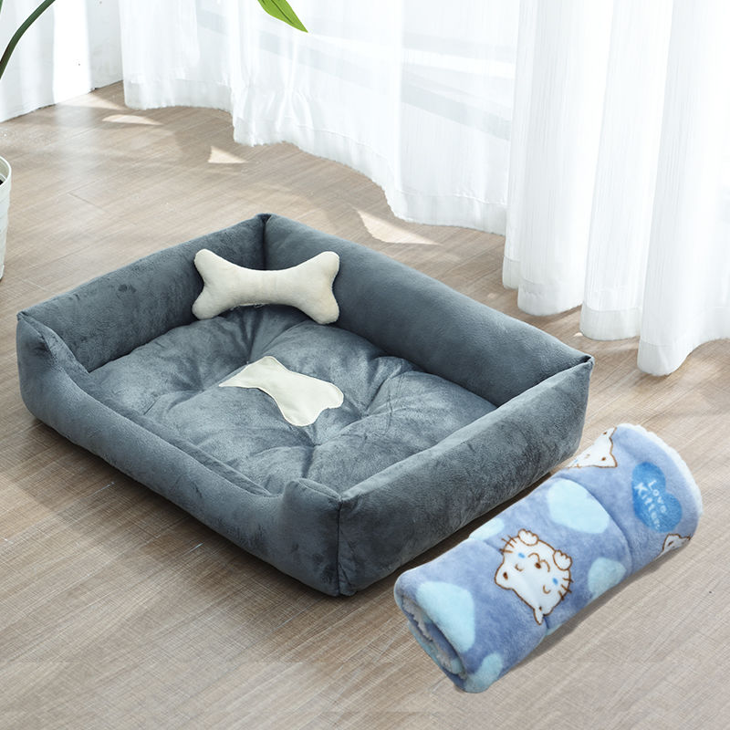 Cama Para Cachorros e Gatos com Cobertor- Sofá/Cama para Pets